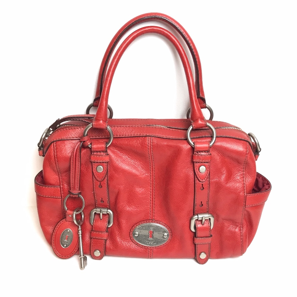 FOSSIL Maddox Red Leather Satchel EXCELLENT!!